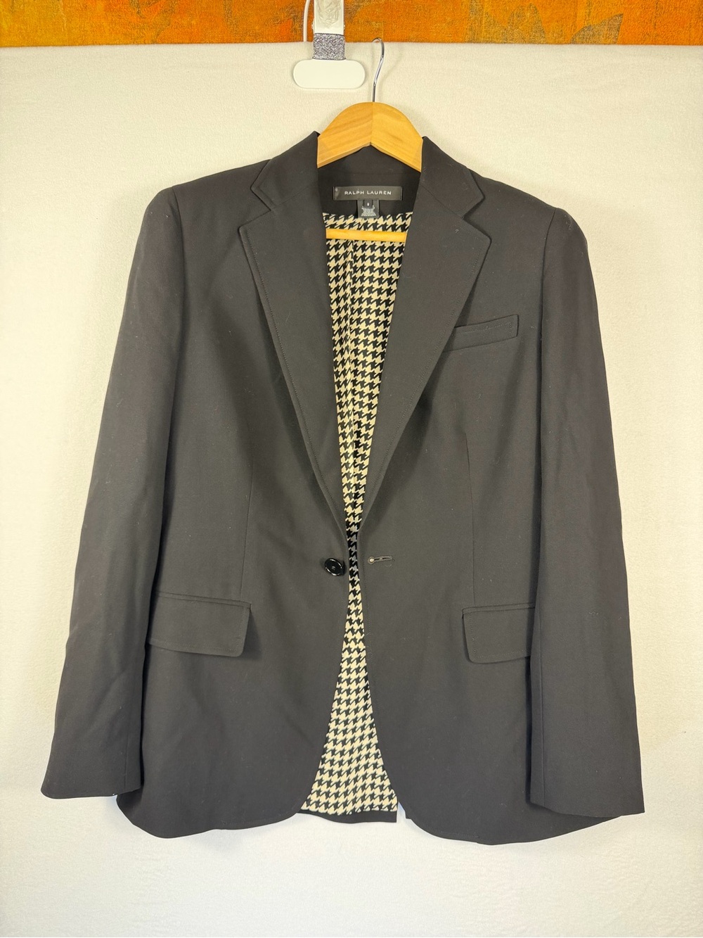 Ralph Lauren ladies Black Blazer with Houndstooth Lining